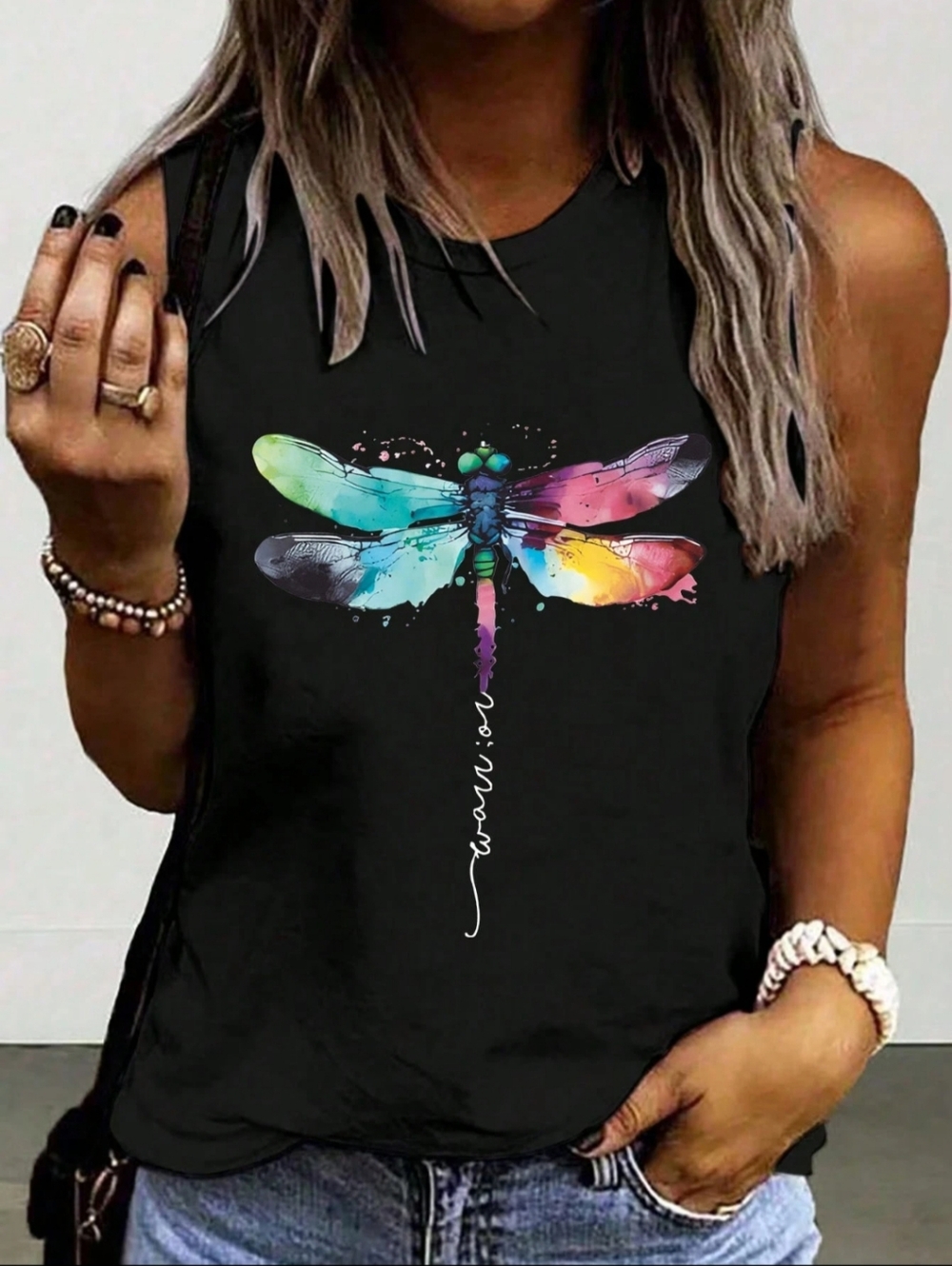 SHEIN Rainbow Dragonfly Tank